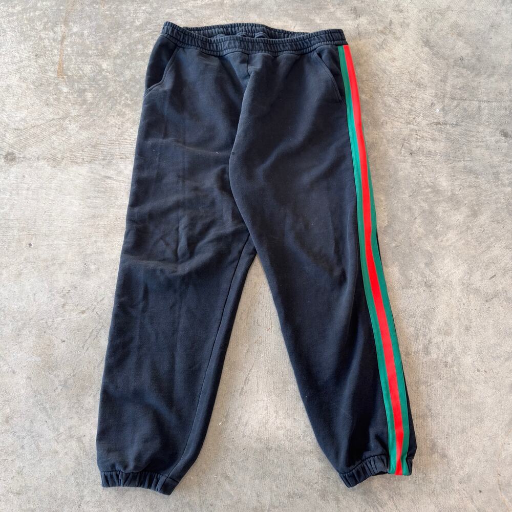 GUCCI x THE NORTH FACE Web Print Cotton Jogging Pant Black Gold Logo Mens XXL